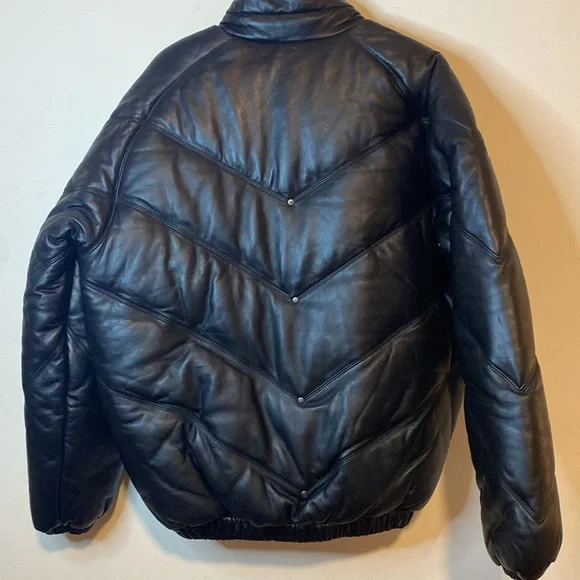 Adidas vintage leather puffer jacket